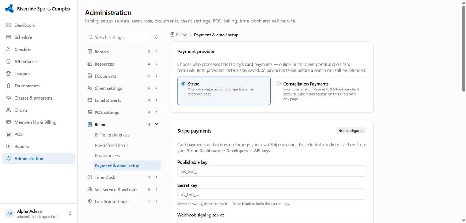 Choosing Stripe or Constellation Payments