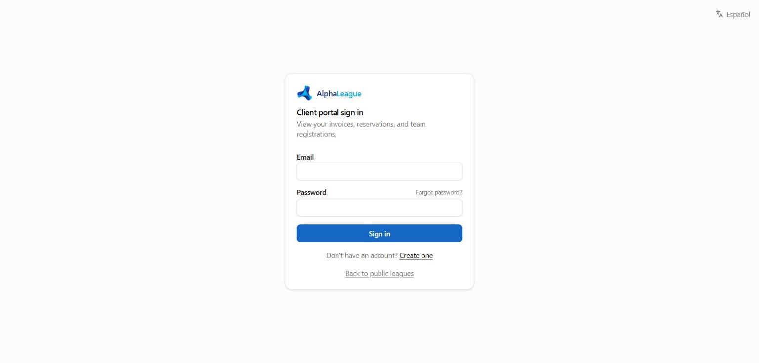 The client portal sign-in page